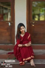 Maroon Cotton Saree – Suhashini 504 - Image 3