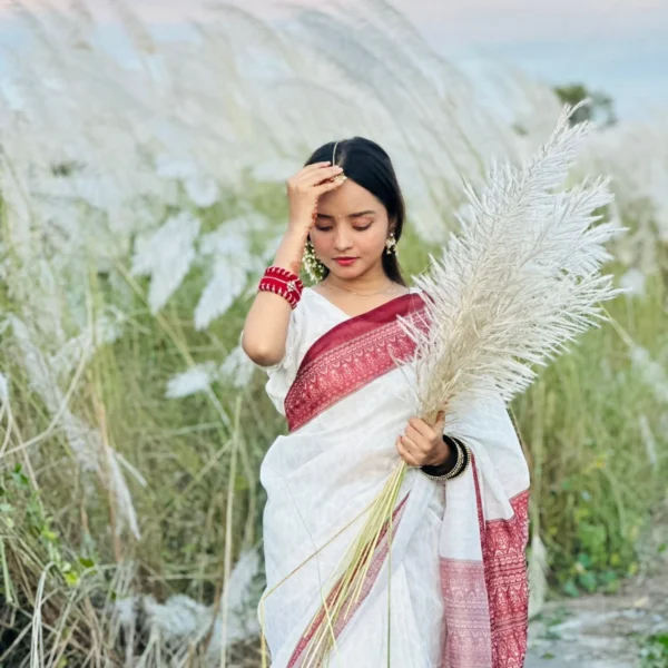 White Afsan Print Saree - Belaboss 209