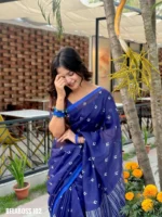 Blue Afsan Print Saree - Belaboss 102 - Image 3